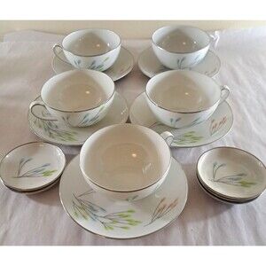 Vita Craft Symphony Teacups & Saucer Set of 15 MCM Atomic Flowers Germany